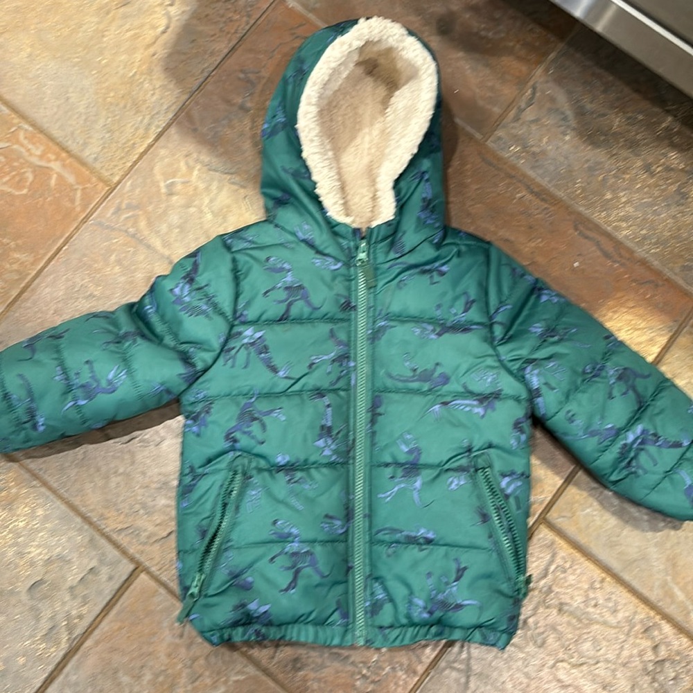 Oshkosh dinosaur winter coat. Fleece lined. Heavy